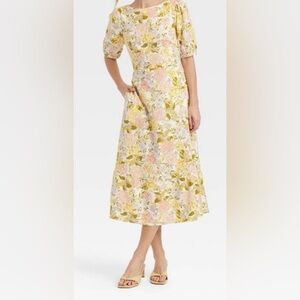Who What Wear Yellow and Pink Floral Maxi Skirt